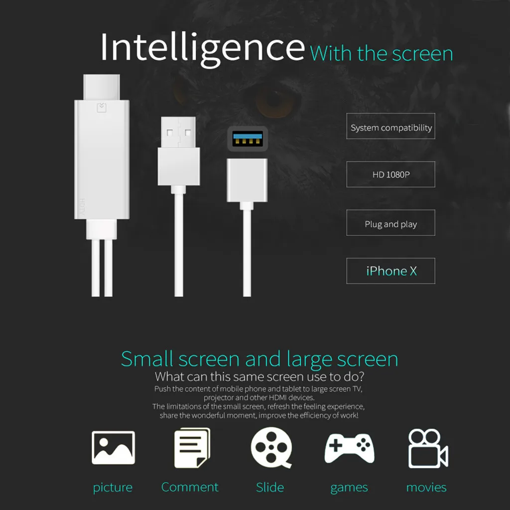 20 HDMI кабель для USB в HDMI адаптер конвертер av-кабель HD ТВ телефон адаптер конвертер для нового MacBook