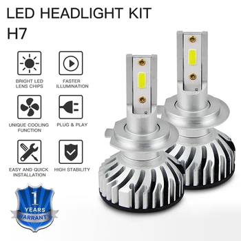 

H7 LED Car Headlight Headlamp Bulb 6500K 6000LM 50W 12V COB Chip For Hyundai Santa Fe 2007-2018 Sonata 2001-2014 Tucson 2016-18