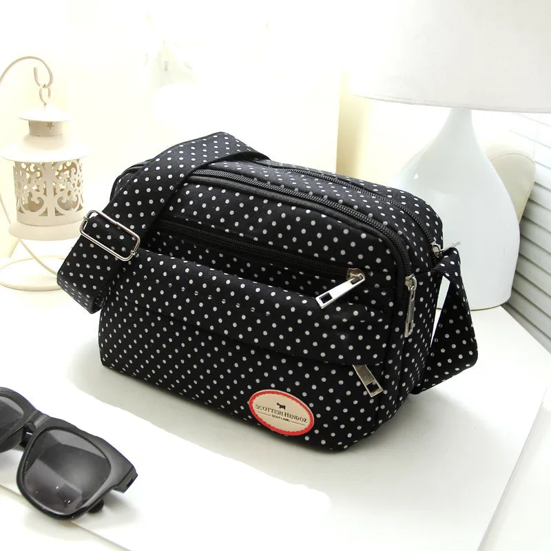 Summer Fashion Polka Dot Multicolor Printed Canvas Women's Crossbody