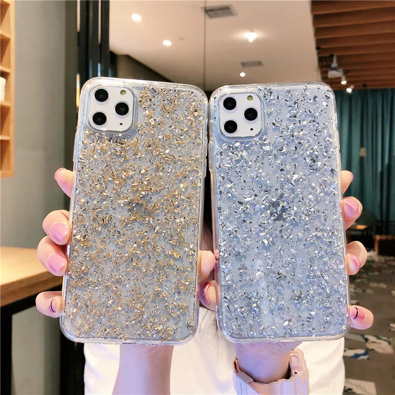 Золотой фольгированный чехол с блестками для iphone 11 pro max 6 6S 7 8 Plus, разноцветный чехол для iphone X XS XR XS Max, чехол для телефона s