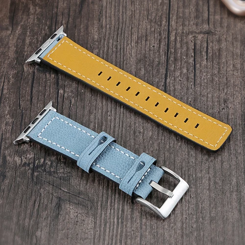 Smoky blue Joyozy кожаный ремешок для наручных часов iwatch, 4/3/2/1 сменный ремешок с защитой от пота классические для apple watch, ремешок 38 мм/40 мм/42 мм/44 мм - Цвет ремешка: Smoky blue