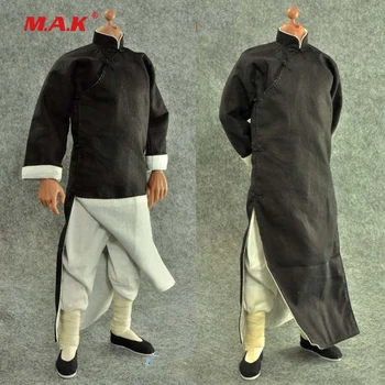 

ZY15-14 1: 6 scale black long-sleeved robe costume classic man Chinese Kung Fu master suit for 12" action figure accessories