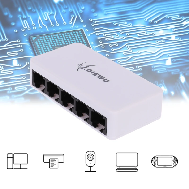 

Free postage 5 Ports Fast Ethernet RJ45 10/100Mbps Network Switch Switcher Hub