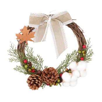 

1Pcs Christmas Wreath Decorative Wreath Bowknot Garland Hanging Wreath Decor for Wall Home Festival Party A50