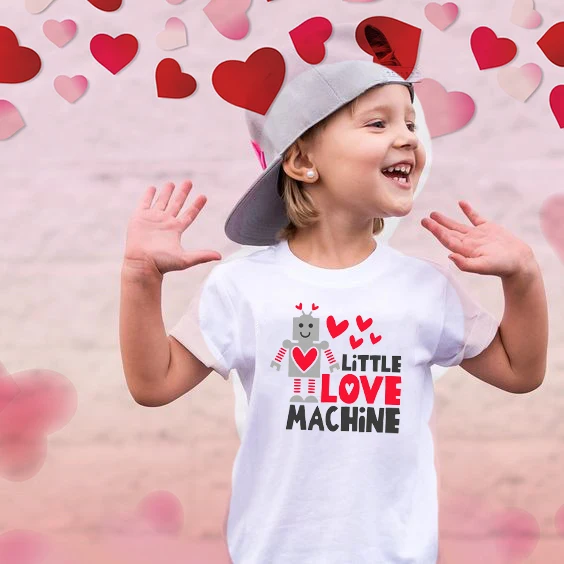 Camisetas de San Valentín niños y niñas, camisa con máquina de amor playera para el Día de San Valentín, playera para niños|Camisetas| - AliExpress