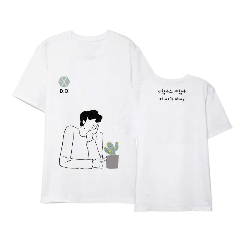 Kpop EXO DO D.O. Альбом рубашки уличная свободная футболка Топы с короткими рукавами футболка DX1058