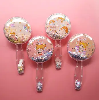 

Cute Beauty Girl Sequins Round Anti-static Hair Brush Massage Comb Shower Wet Detangle Hair Brush Salon Hair Styling Tools