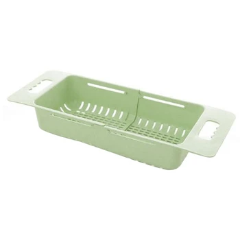 

Adjustable Storage Basket Organizer Storage Basket With Retractable Sink Drain Rack Kitchen Fruit Vegetable Hollow Storage Baske