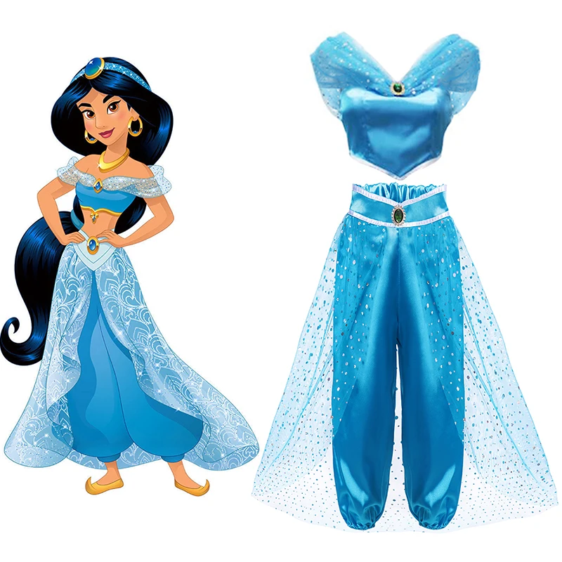 Halloween Children Dress Aladdin's Lamp Cosplay Costume Jasmin Princess for Girl Role Play Kids Party Fancy | Детская одежда и