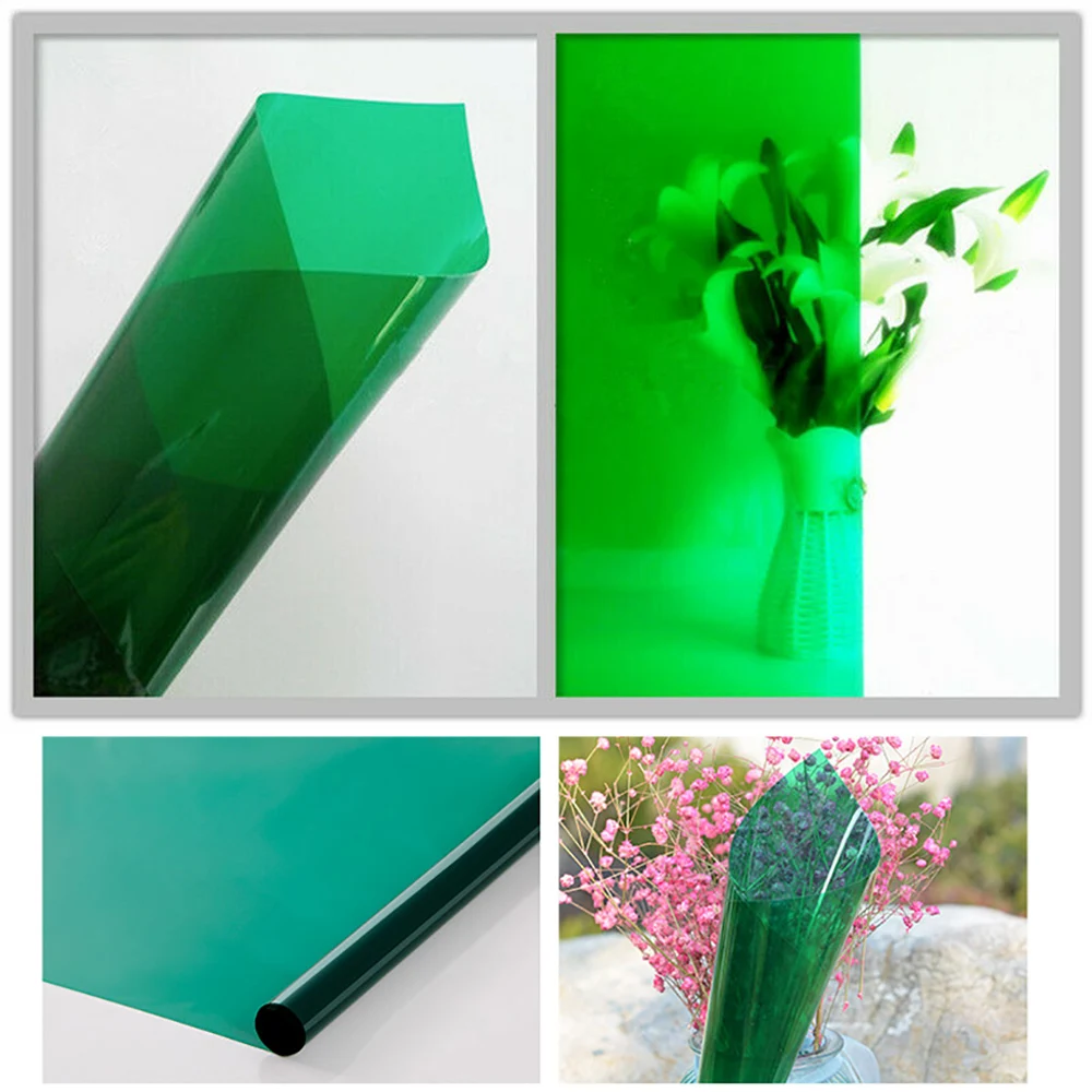 SUNICE 1.52x30m/5x100FT Green Decoration Window Tint Film Clear Solar Tint Privacy Protection Film Home Mall Glass Decor Sticker
