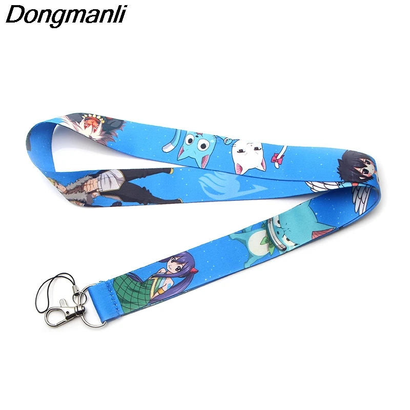 

P3670 Wholesale 24pcs/lot Anime FAIRY TAIL Keychain Lanyards Id Badge Holder ID Card Pass Gym Mobile Phone USB Badge Holder