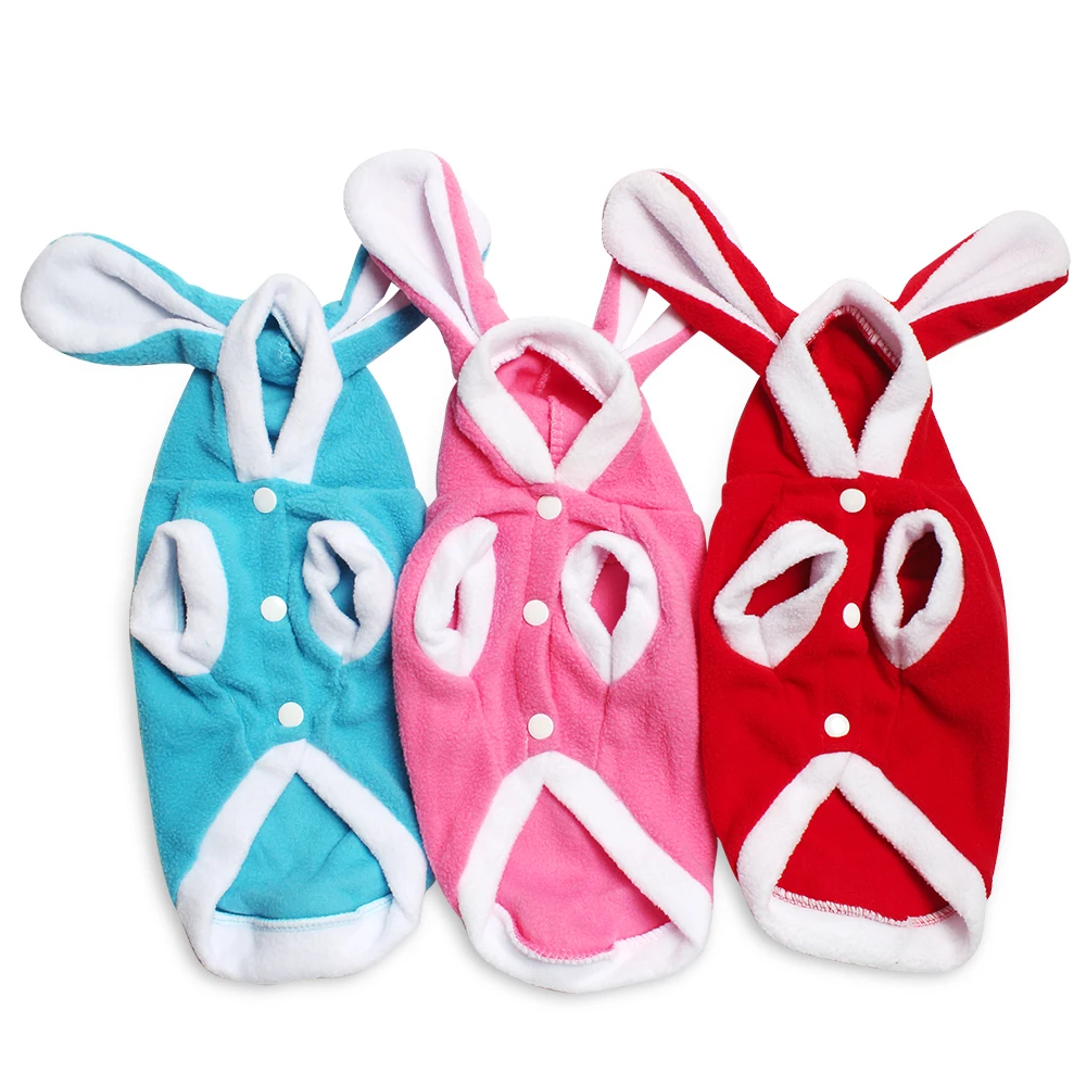 Милый костюм для собаки, одежда Пасхальный кролик, кошка, одежда для домашних животных, флисовый кролик, Зимние толстовки, одежда для кошки