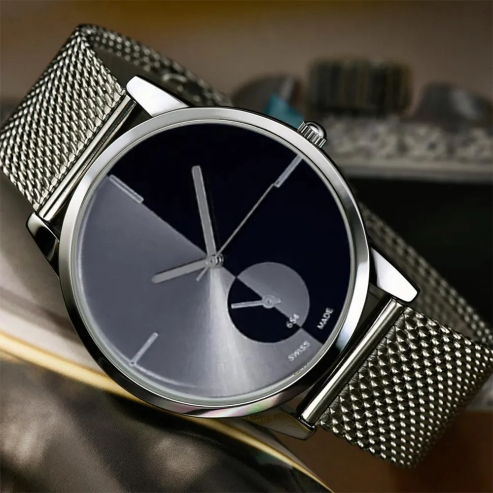 

HOt Fashion Mesh Band Watch Stainless Steel Couple WristWatch Lover's Simple Casual Watches Gadget Men Unisex Gift Dropshipping