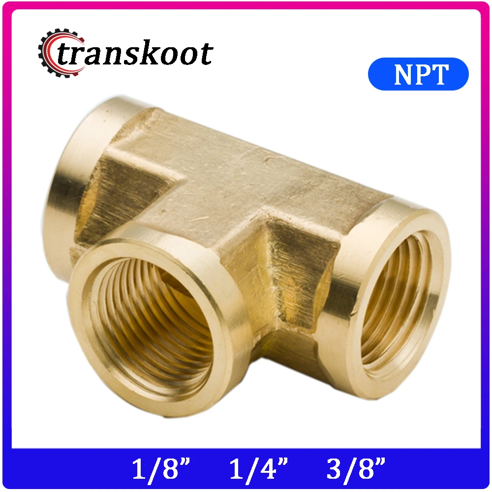 1//2BSP Brass Male Female Threaded 3-Way Pipe Fittings Couplers Connectors 2pcs