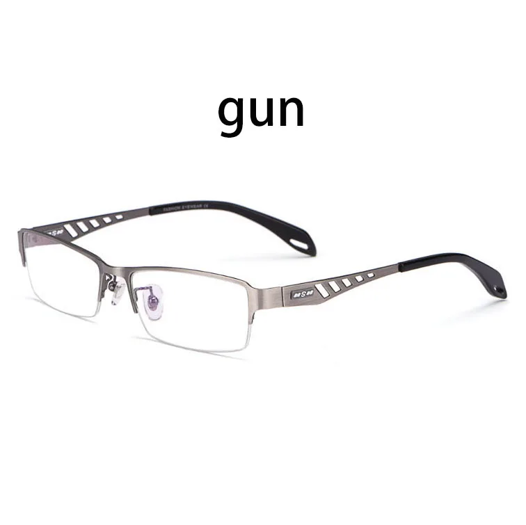 Мужские металлические оптические полуоправные очки Oculos близорукость очки Gafas Opticas прозрачные линзы - Цвет оправы: Серый