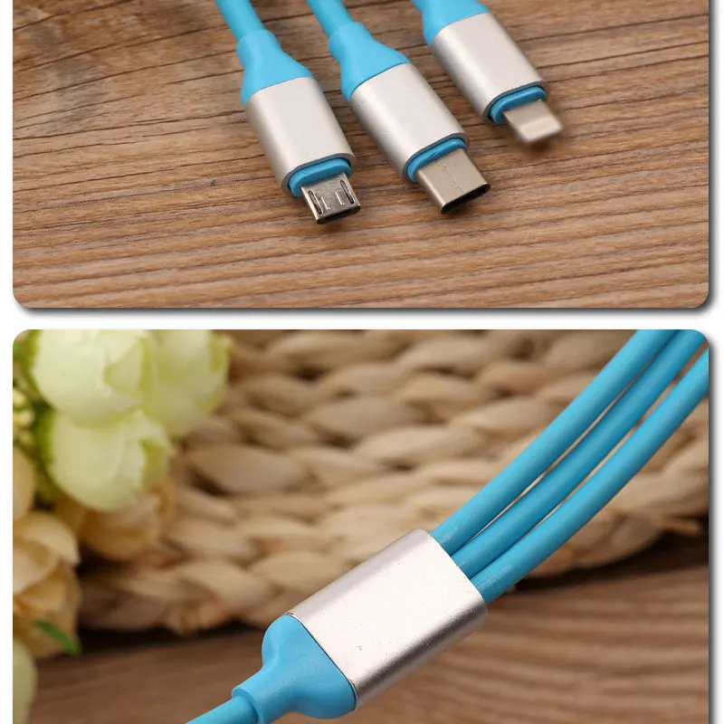 Cafele 3 в 1 USB кабель 1,2 м зарядный Тип C Usb кабели для IPhone X Xs Max IPad Xiaomi Mi9 Mi8 huawei samsung Red rice Note 7 Oppo