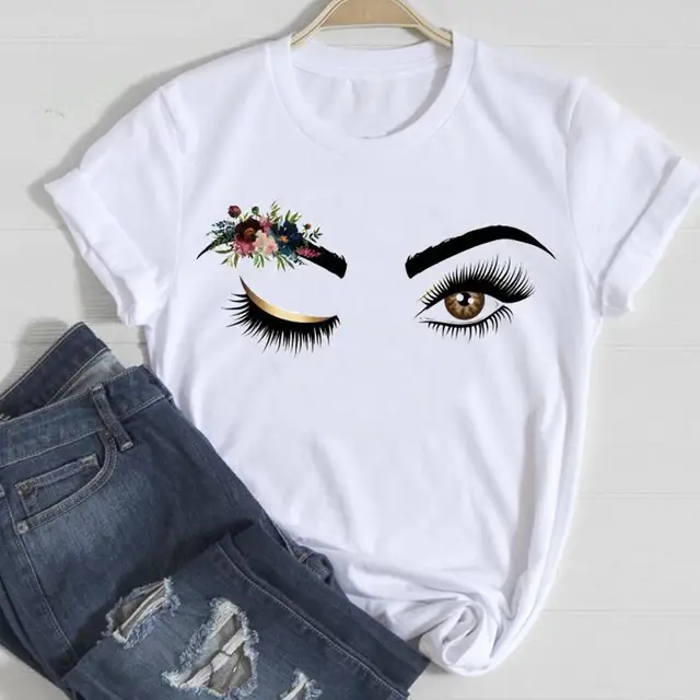 T shirts Women Make Up Crown Fashion 90s Trend 2021 Spring Summer Clothes Graphic Tshirt Top