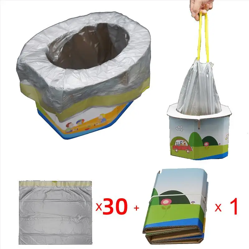 2 rolls and 1 potty Дети универсальный портативный складывающийся горшок сиденья Сумки для чистки-горшок обучение Туалет вкладыши одноразовые с Кулиской - Цвет: 2 rolls and 1 potty