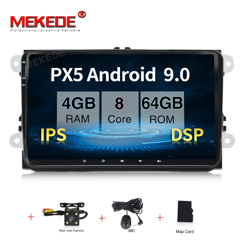 add camera PX5 4 Гб+ 64 ГБ Android 9,0 Автомобильный gps dvd-плеер для VW Skoda Octavia golf 5 6 touran passat B6 jetta polo tiguan 8 ядер радио navi - Цвет: add camera