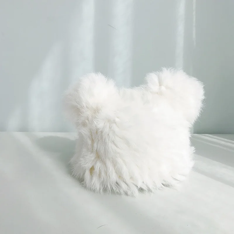 White Женские зимние шапки из кроличьего меха, новинка, женская шапка, шапка, удерживающая уши панды, Вязанная, милые кошачьи уши, дизайн, теплая женская шапка, сохраняющая тепло - Цвет: White