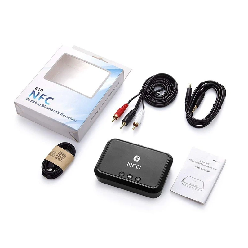 Bluetooth 4,1 музыкальный приемник, с поддержкой NFC, 3,5 мм/RCA стерео выход, Bluetooth аудио приемник адаптер для домашней стерео звуковой системы, W