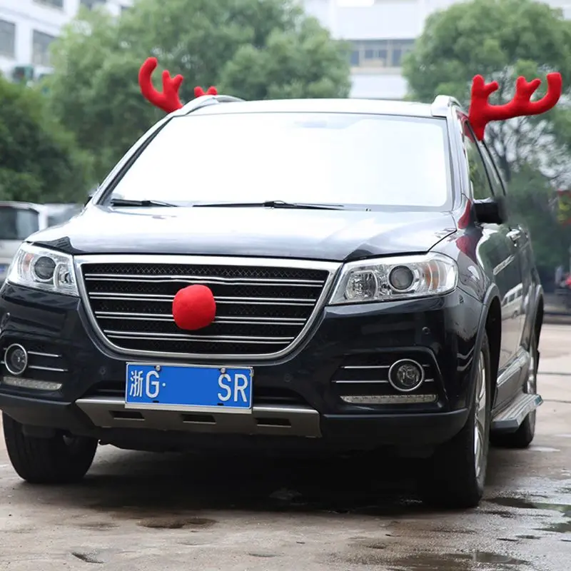 Большие олени красные рога+ нос милые рога автомобиль рождественские украшения аксессуары U90C
