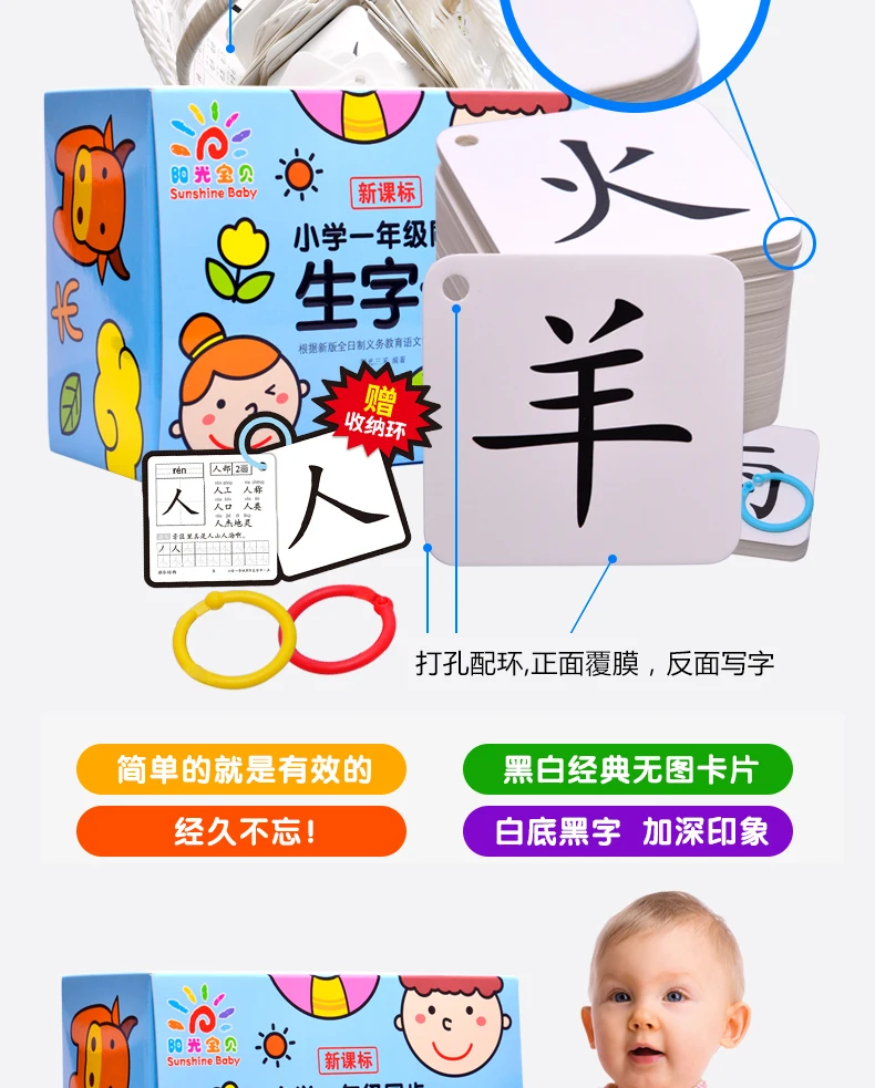 Crianças Brinquedos Inteligência Iluminismo Aprendizagem Cartão 300 Palavra Alfabetização Chinês Pinyin Educação Precoce Livros 7 High Quality Material escolar e de escritório