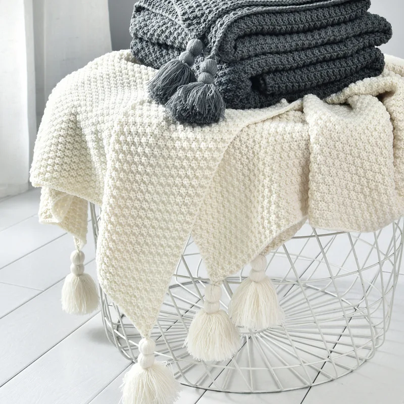 

Nordic Solid Color Blanket Chunky Knit Blanket Farmhouse Style Wearable Blanket and Throw