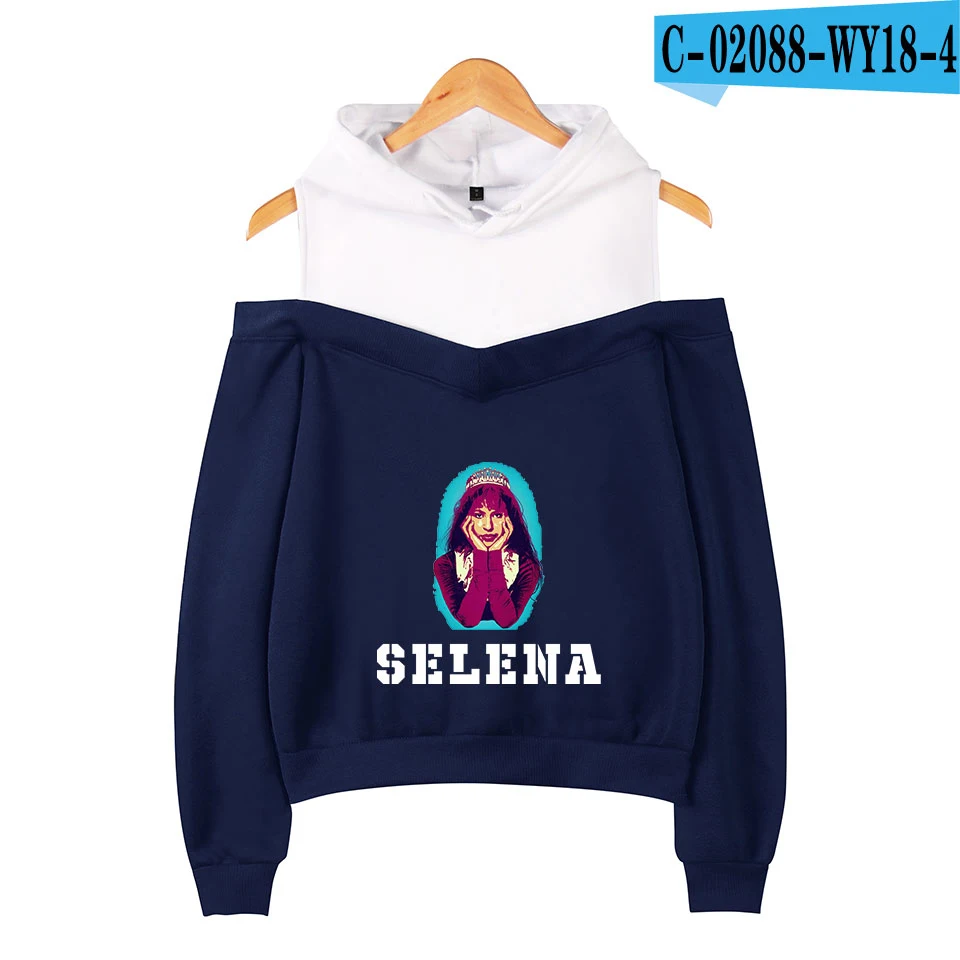Лидер продаж; красивые толстовки без бретелек Selena quintanilla для женщин; милые повседневные толстовки без бретелек для молодых людей; Selena quintanilla - Цвет: navy blue