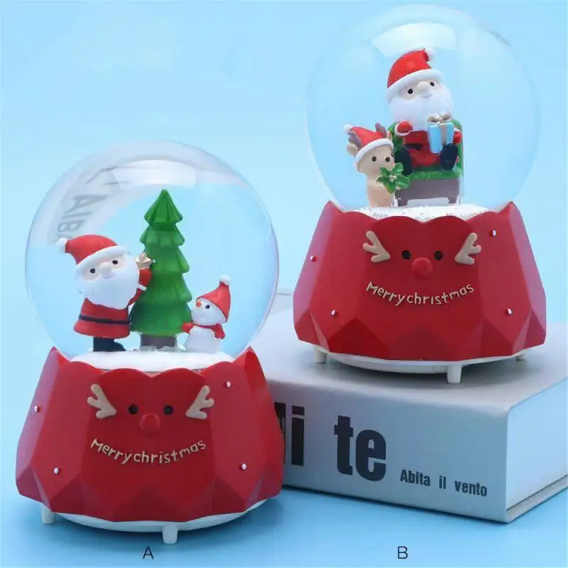 Christmas Crystal Ball Music Box with Light Snowflakes Xmas New Year Birthday Wedding Gift Christmas Snow Globe Glass Music Box - Цвет: A-random