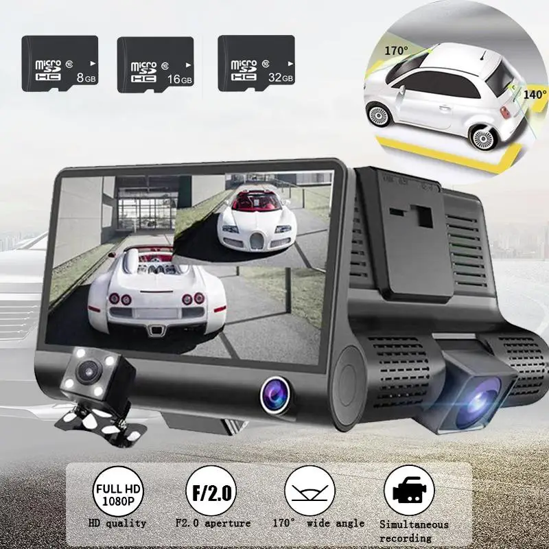 

4" Car DVR Cameras Dash Camera HD Night Vision Dual Lens With Rearview Camera Video Recorder Auto Registrator Camera