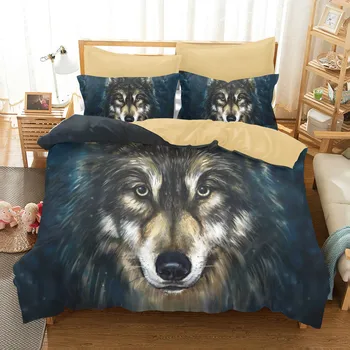 

BEST.WENSD Dropship Digital Printing HD Wolf bedding 3D Tropical rainforest animals duvet cover Bed Linings Double king size E96