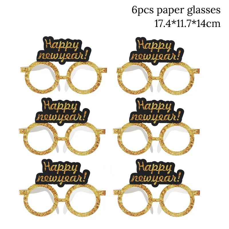 6pcs glasses Новогодние очки Счастливого Нового года Счастливого Рождества фоторамка реквизит Navidad Рождественская декоративная фотобудка new year noel - Цвет: 6pcs glasses