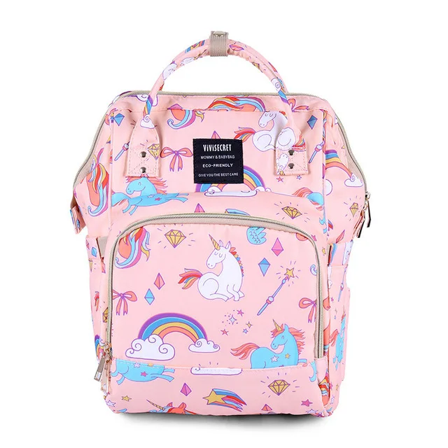 23x15x33cm-pink-B Сумка для подгузников, рюкзак для мам, дорожная Водонепроницаемая Большая вместительная сумка для коляски, сумка для беременных с единорогом, сумка для пеленания, Детская сумка - Цвет: 23x15x33cm-pink-B