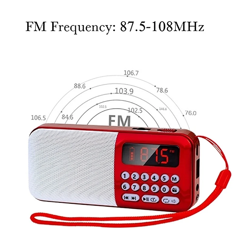 Portable FM Radio Rechargeable Wireless Speaker TF Card USB Disk MP3 Player Mini Radio with Earphone Jack