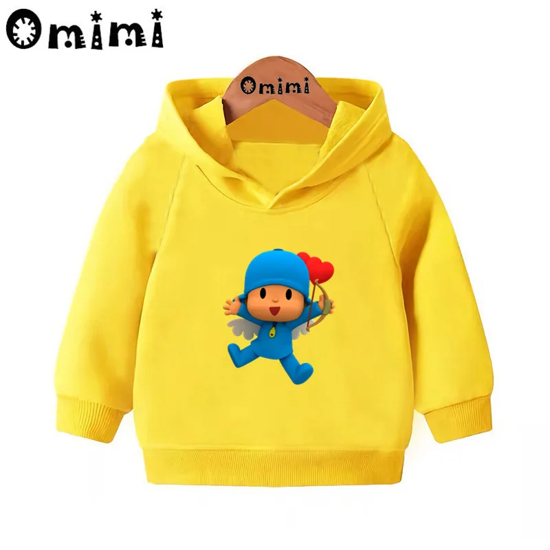 Pocoyo/милые детские свитшоты с героями мультфильмов; детские толстовки с капюшоном; крутой пуловер для малышей; топы для девочек и мальчиков; осенняя одежда; KMT5313