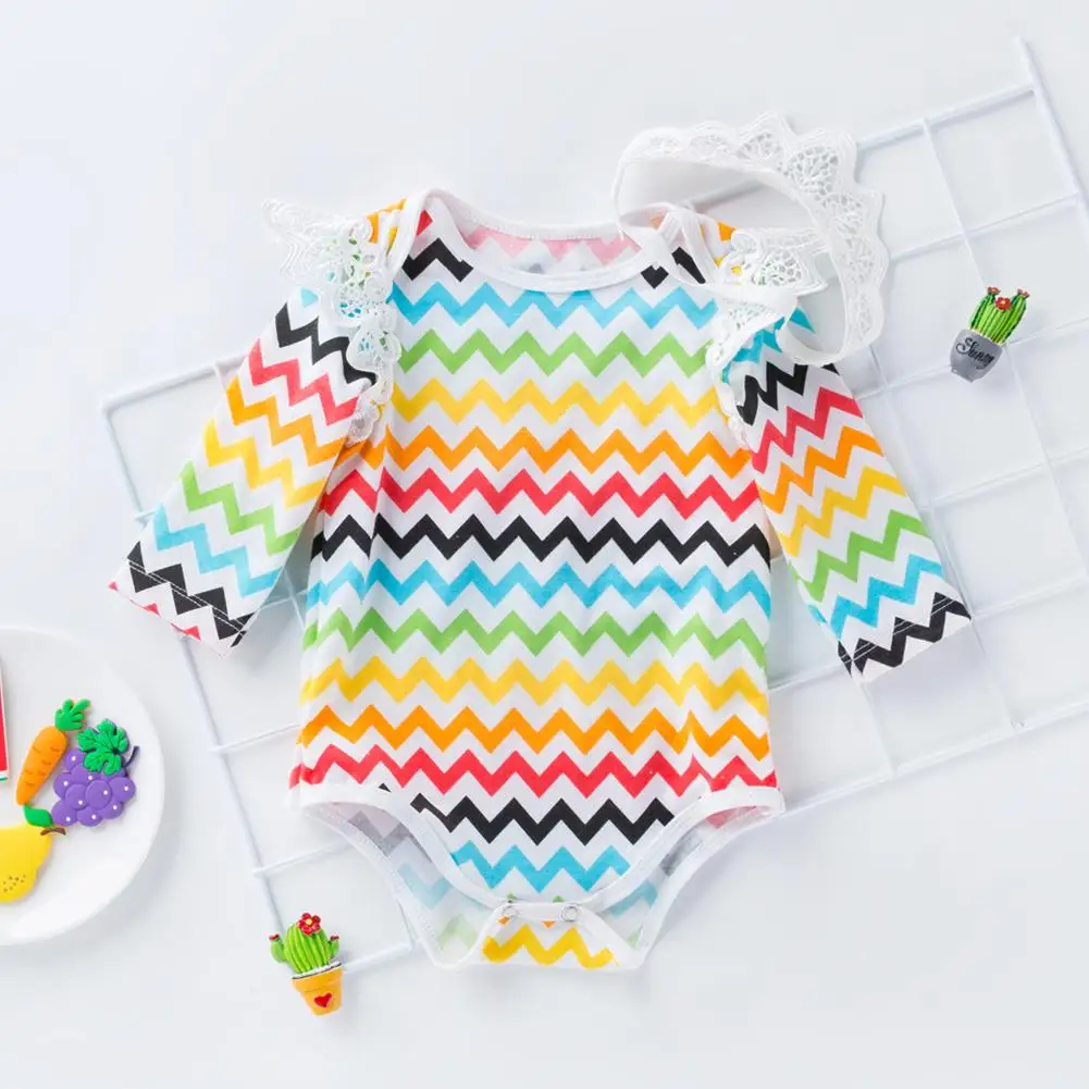 Kuulee Baby Wing Ropmer детский сиамский комбинезон с принтом для волос - Цвет: Wave pattern