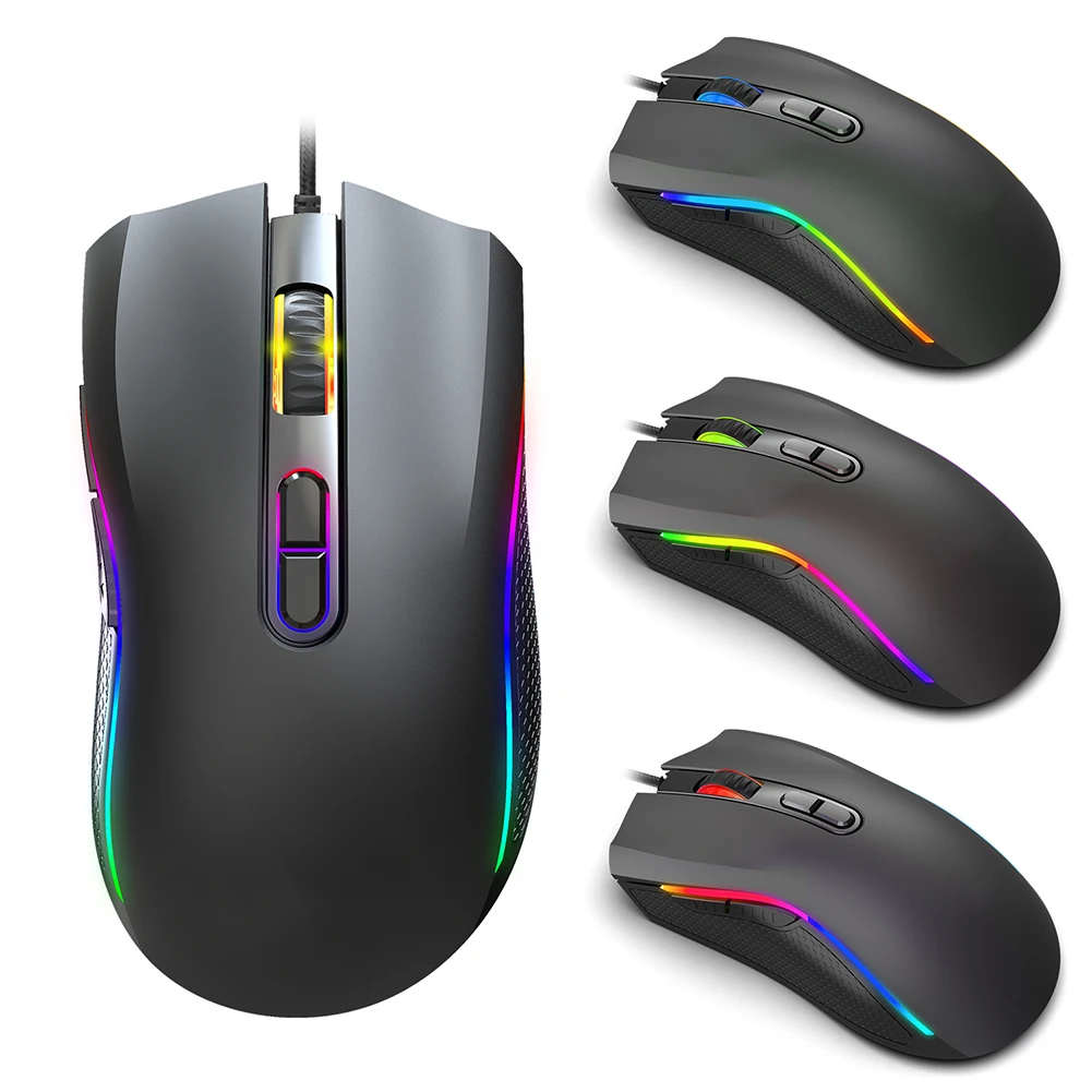 Проводная RGB игровая мышь 7 программируемых кнопок 7200 dpi Регулируемая оптическая игровая мышь RGB задний светильник игровая мышь для геймера FPS