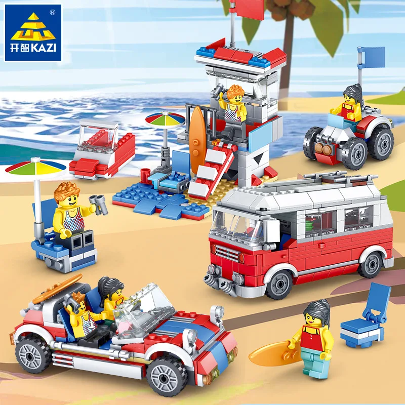 

KAZI City Series Holiday Villa Camping Real Estate Space Shuttle Space Station Fight Inserted Educational Building Blocks Toy