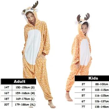 

Kids Adult Cosplay Cartoon Deer Pajamas Costumes Kigurumi Anime Unicorn Flannel Pijamas Hooded Onesie Pyjamas Jumpsuit For Women