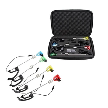 

4Pcs Wireless LED Fishing Alarm Bite Alerts Kit Bell Indicator Alert Bell Receiver Fishing Tackle with Box