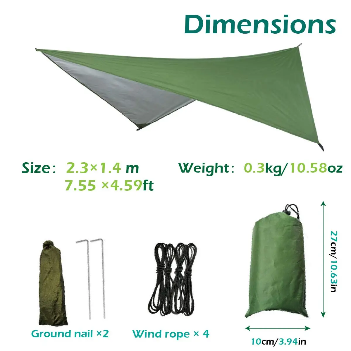 Portable Travel Hammock with Rain Fly Tarp,Outdoor Backpacking Hammock Tree Strap, Carabiner, Very Suitable for Camping Hiking