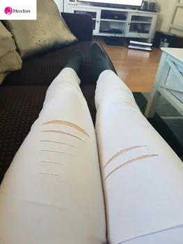 

Fashion Women Ripped Capri-pants Pencil High Waist Pants