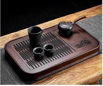 

Rectangle Tea Tray-Natural Bamboo Wood Tea Plate Set-Water Storage Tea Table Tea Plate Tea Saucer Chinese Tea Set