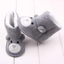 Детские зимние сапоги для малышей; хлопковая трикотажная обувь с милым рисунком для новорожденных; теплые ботиночки для маленьких мальчиков и девочек