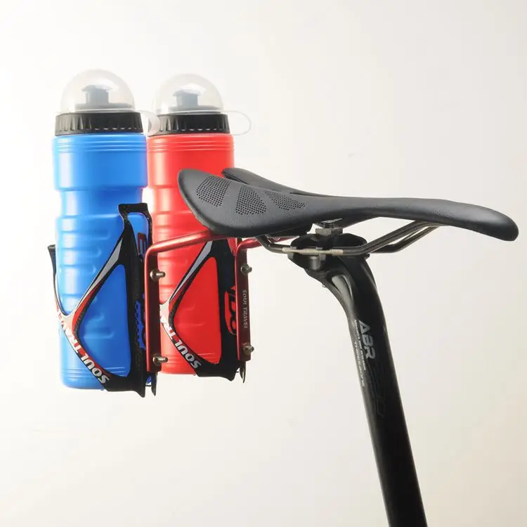 

Bicycle Aluminium Alloy Water Bottle Holder Transition Socket Road Bike Saddle Breaking Wind Rear Aqueous Two-Cup Holder Unisex