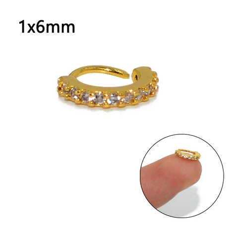 Round Zircon Bendable Gem Ring Bendable Seamless Nose Ring Surgical Steel Crystal Ear Trague Cartilage Earring Piercing 1mm