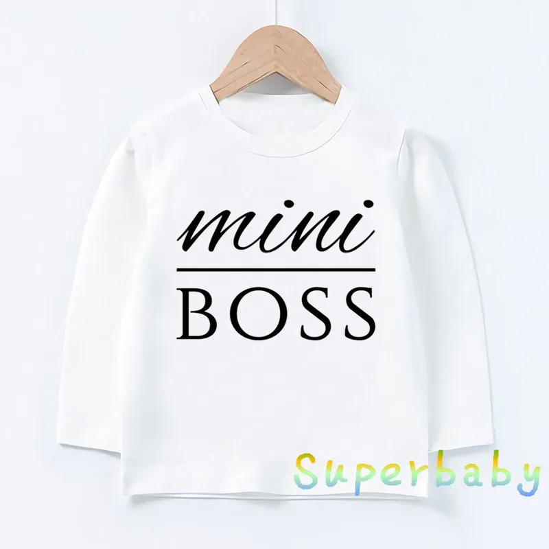 Детское мини-платье с надписью Boss Футболка с принтом для маленьких мальчиков и девочек Повседневное Забавные топы; детская футболка с длинными рукавами, LKP5207 - Color: LKP5207-A