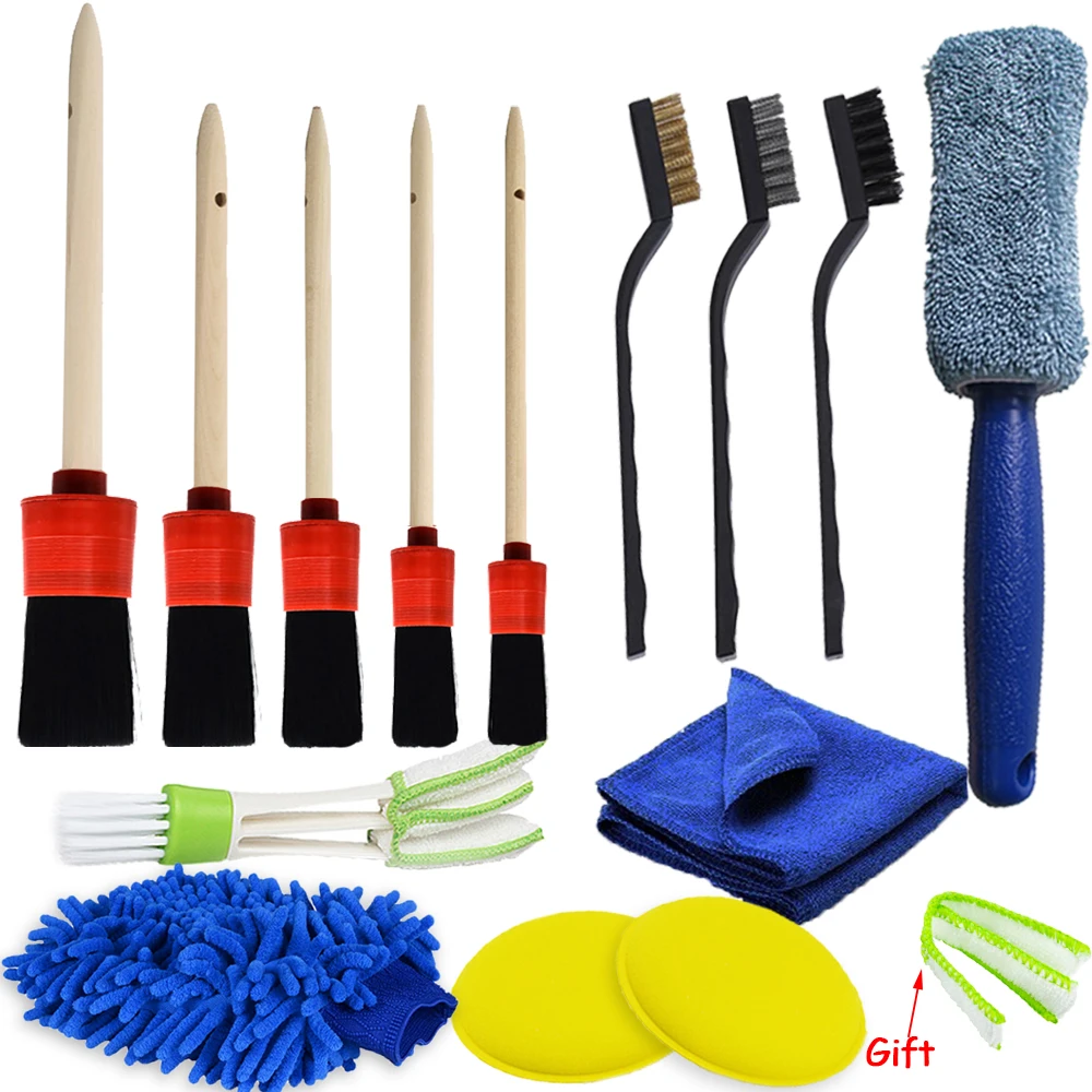 14Pcs Detailing Brush For Car Wheels Dashboard Cleaning Car Cleaning Brushes For Leather Dirt Dust Clean Brush For Air Vents