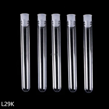 

50Pcs/Pack 12x100mm Transparent Laboratory Clear Plastic Test Tubes Vials With Push Caps School Lab Supplies